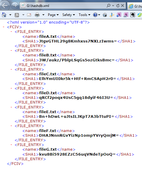fciv xml file