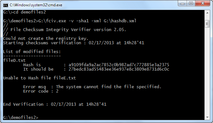 fciv file verify